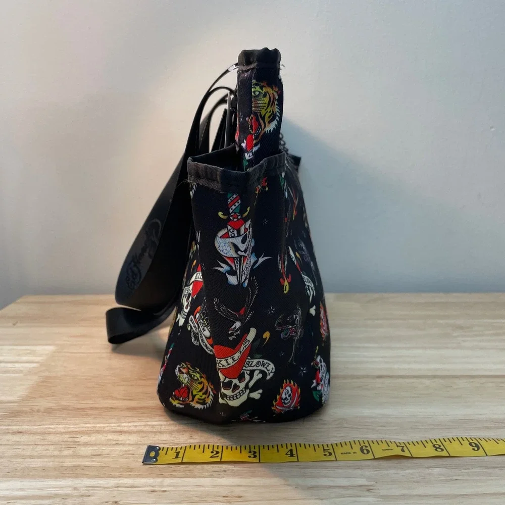 Ed Hardy Black‎ Tattoo Print Thermal Insulated Lunch Tote Bag with Container